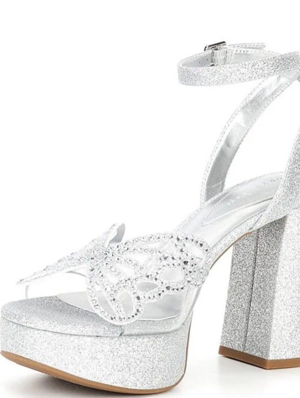 Copper Key, the Marigold Rhinestone Embellished Butterfly Platform Dress Sandals